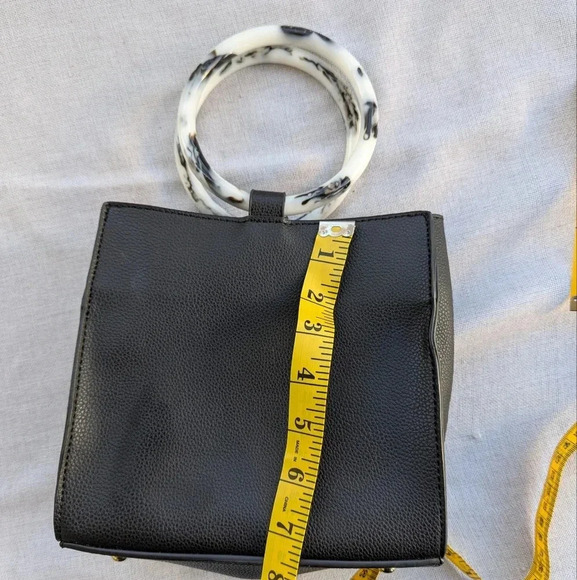 Tortoise Shell Handle Clutch Wristlet Handbag Black and White by Like Dreams - Picture 5 of 5